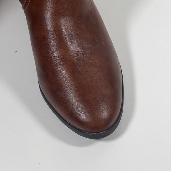 DR SCHOLLS Brown Faux Leather Wide Calf Women's Riding Boot 8.5M 1.5" Heel - Picture 9 of 16